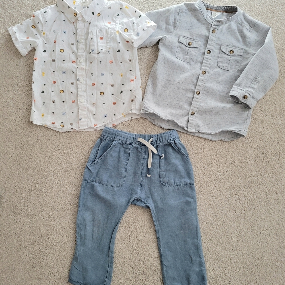 H&M Shirts & linen pants outfit 12-18M